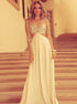 A Line Spaghetti Straps Ivory Chiffon Prom Dress with Embroidery LBQ0281